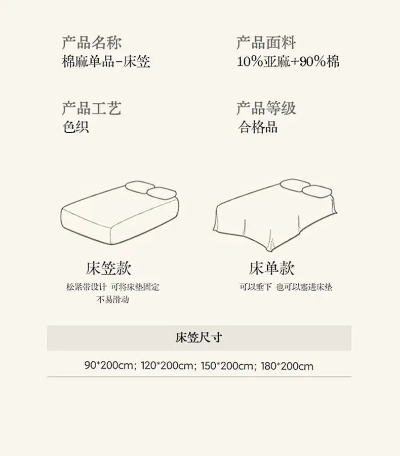 2026 New Cotton and Linen Single-Piece Fitted Sheet, Single-Piece Bedding, Household Bed Cover, Mattress Protector — feature 17
