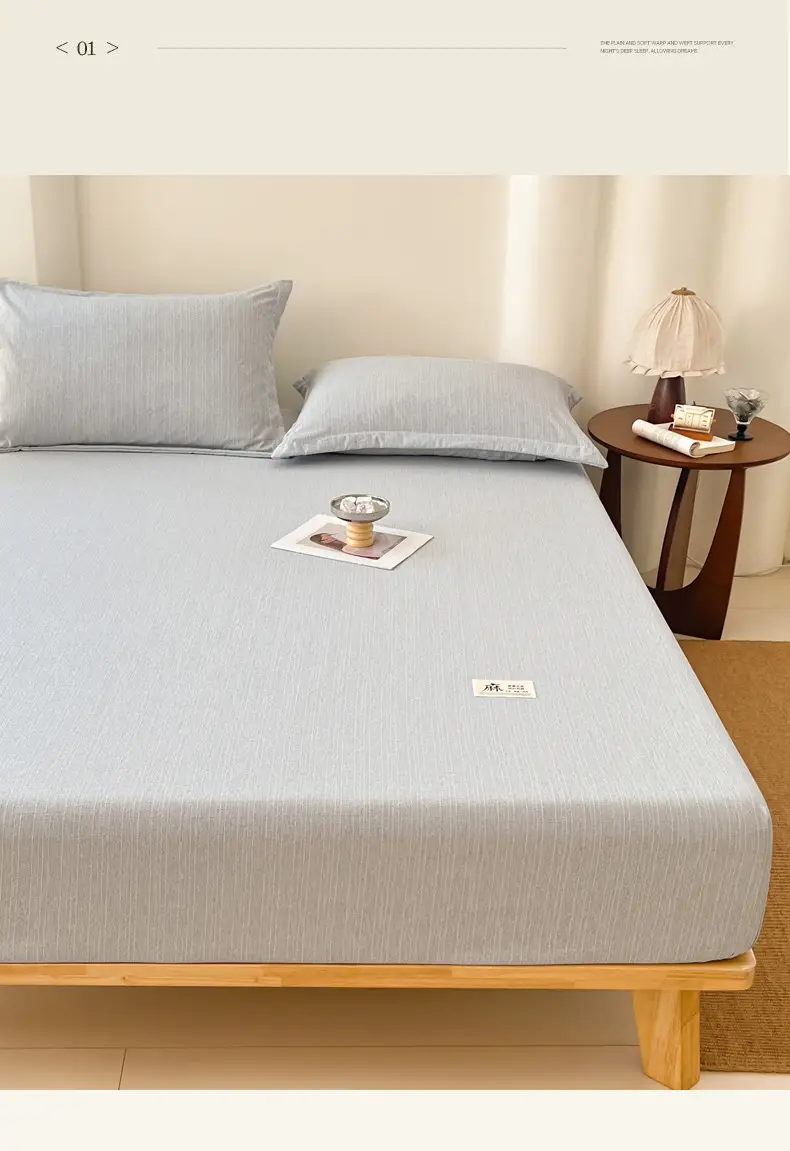 2026 New Cotton and Linen Single-Piece Fitted Sheet, Single-Piece Bedding, Household Bed Cover, Mattress Protector — feature 3
