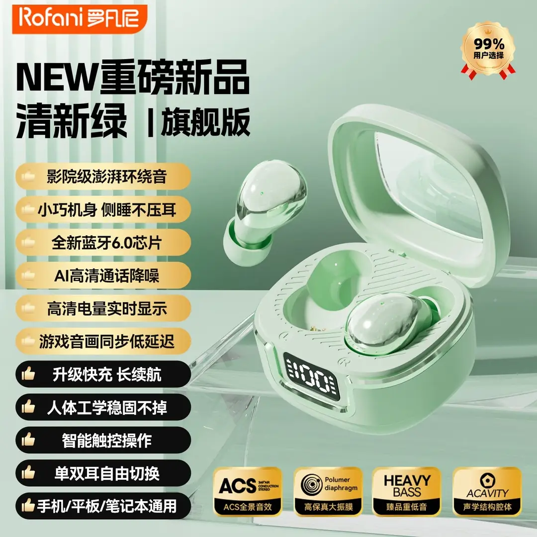 2026 New Model Bean-Shaped Sleep Bluetooth Earphones, Mini Ultra-Small In-Ear Noise-Cancelling High-Quality Sound Long-Lasting Wireless Earbuds