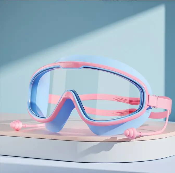 Children's Swimming Goggles, High-Definition, Waterproof, Anti-Fog, Large-Frame Professional Equipment, Boys and Girls Diving Swimming Cap Set