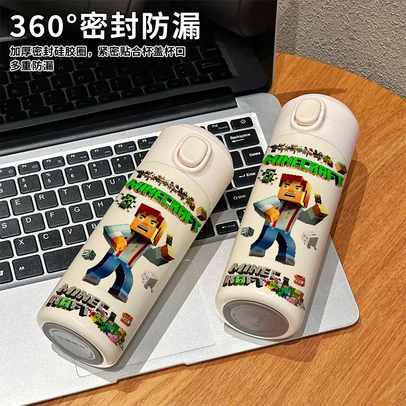 My World Thermos Cup Steve 304 Stainless Steel Water Bottle Small Cute Pixel Character Portable for Children Going to School