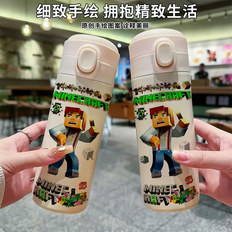 My World Thermos Cup Steve 304 Stainless Steel Water Bottle Small Cute Pixel Character Portable for Children Going to School