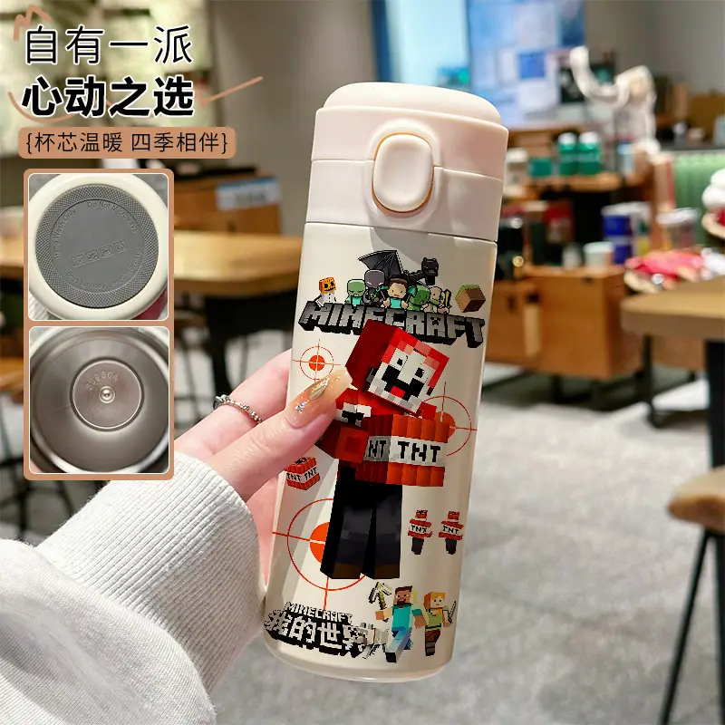 My World Thermos Cup Steve 304 Stainless Steel Water Bottle Small Cute Pixel Character Portable for Children Going to School