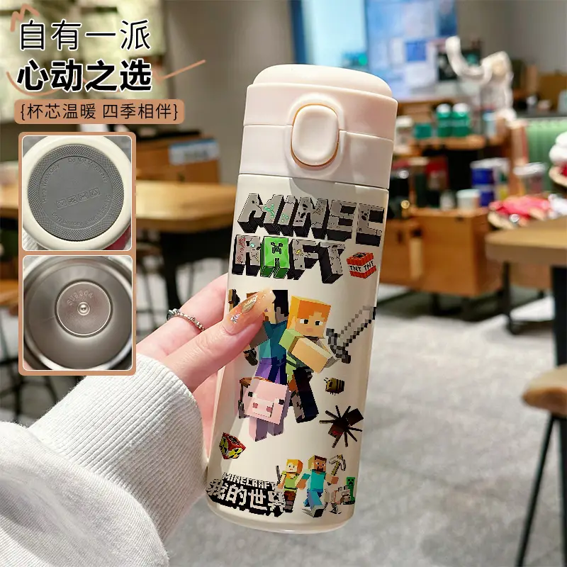 My World Thermos Cup Steve 304 Stainless Steel Water Bottle Small Cute Pixel Character Portable for Children Going to School