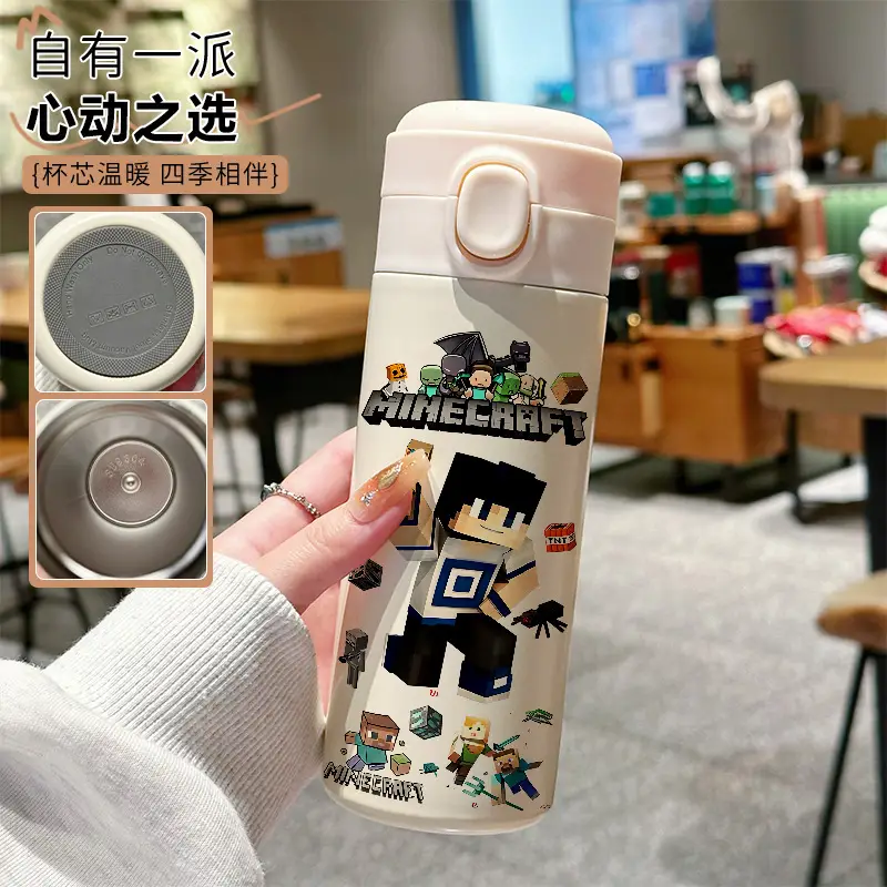 My World Thermos Cup Steve 304 Stainless Steel Water Bottle Small Cute Pixel Character Portable for Children Going to School