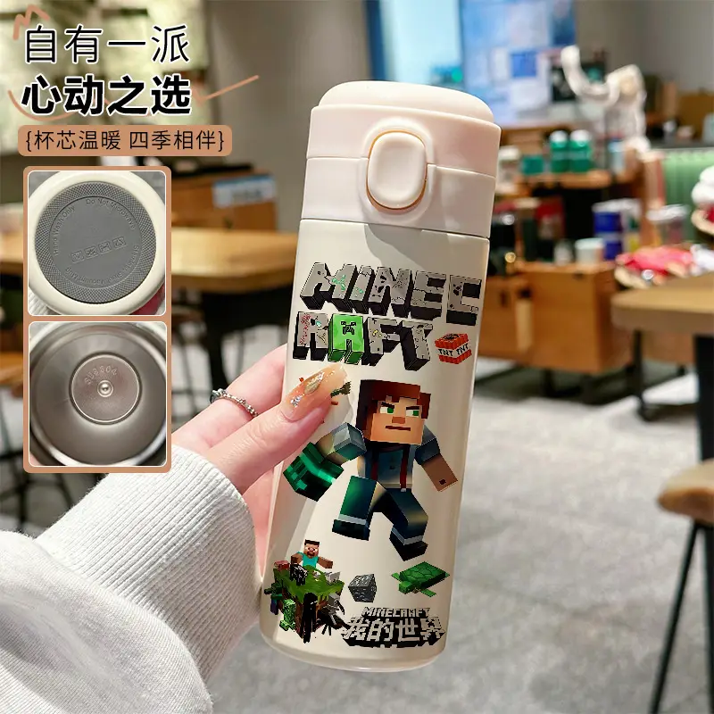 My World Thermos Cup Steve 304 Stainless Steel Water Bottle Small Cute Pixel Character Portable for Children Going to School