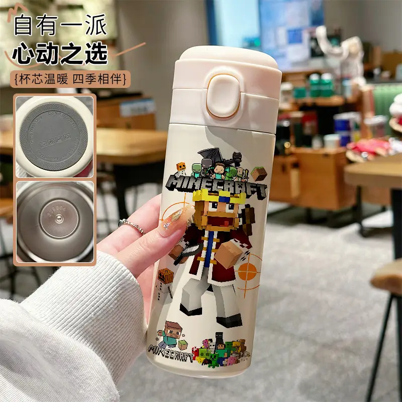 My World Thermos Cup Steve 304 Stainless Steel Water Bottle Small Cute Pixel Character Portable for Children Going to School