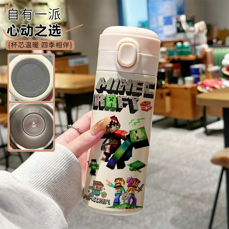 My World Thermos Cup Steve 304 Stainless Steel Water Bottle Small Cute Pixel Character Portable for Children Going to School
