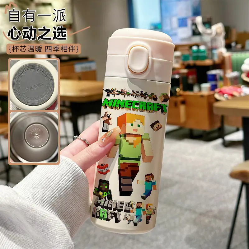 My World Thermos Cup Steve 304 Stainless Steel Water Bottle Small Cute Pixel Character Portable for Children Going to School