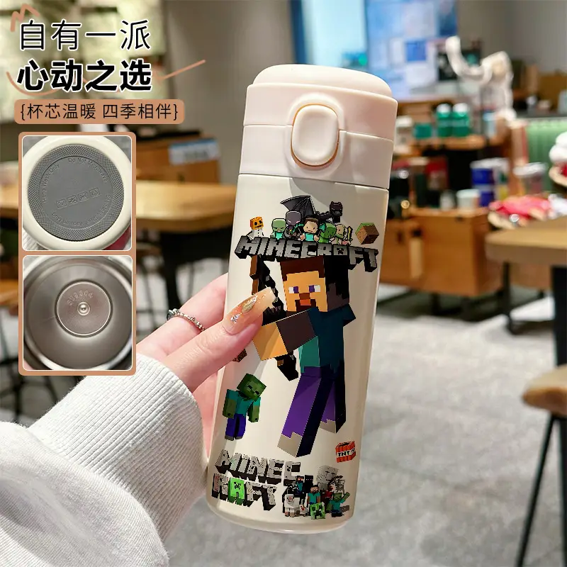 My World Thermos Cup Steve 304 Stainless Steel Water Bottle Small Cute Pixel Character Portable for Children Going to School