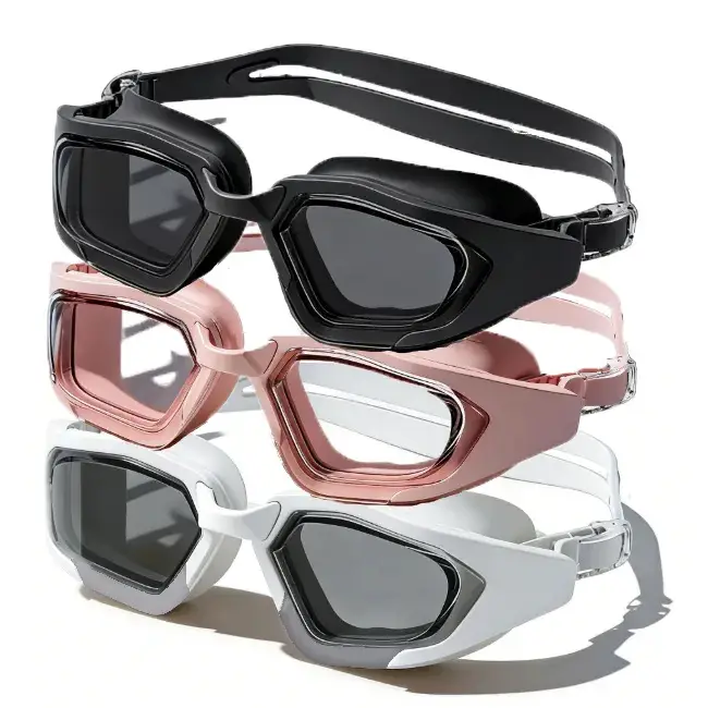 Cross-Border New Model Swimming Goggles, High-Definition Anti-Fog Silicone Swimming Goggles, Large-Frame Waterproof Swimming Competition Goggles and Swimming Cap Set