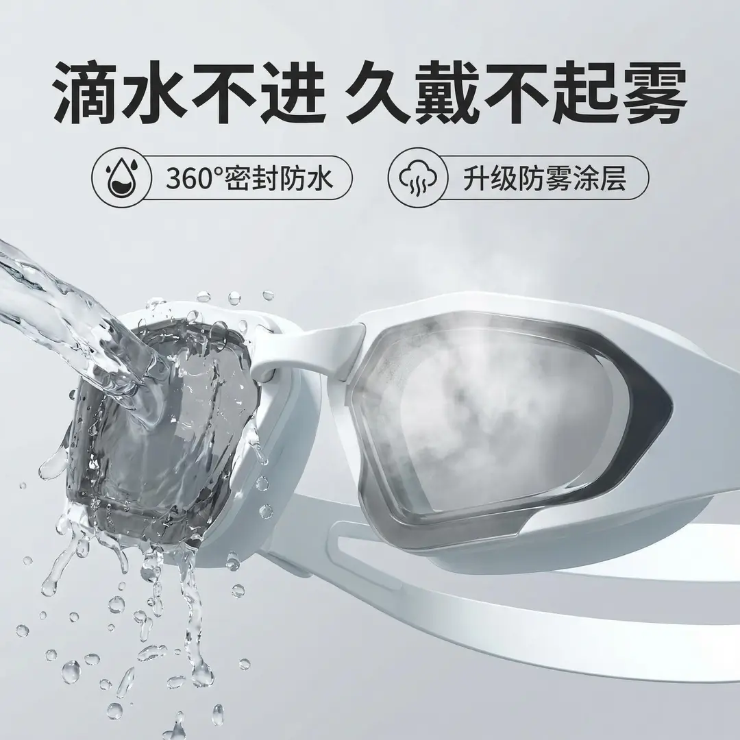 Cross-Border New Model Swimming Goggles, High-Definition Anti-Fog Silicone Swimming Goggles, Large-Frame Waterproof Swimming Competition Goggles and Swimming Cap Set — feature 2