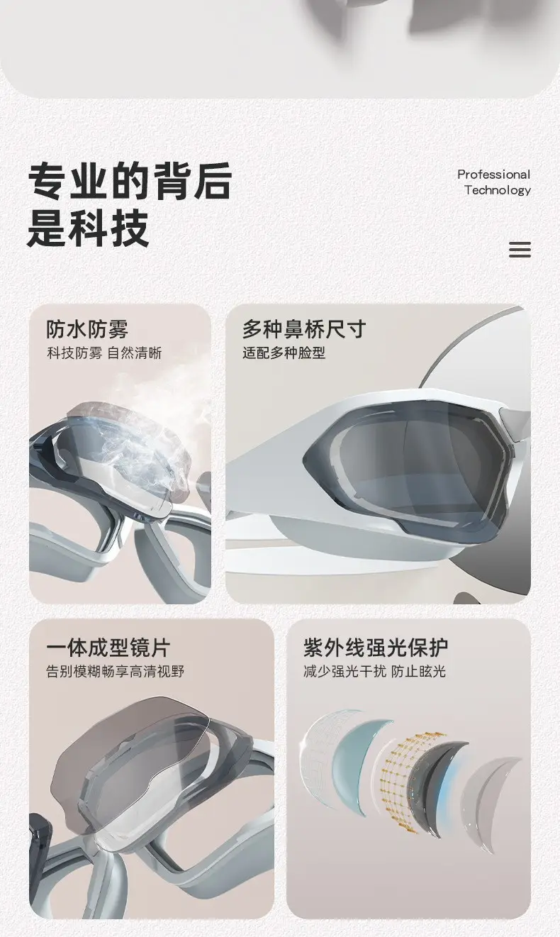 Cross-Border New Model Swimming Goggles, High-Definition Anti-Fog Silicone Swimming Goggles, Large-Frame Waterproof Swimming Competition Goggles and Swimming Cap Set — feature 3