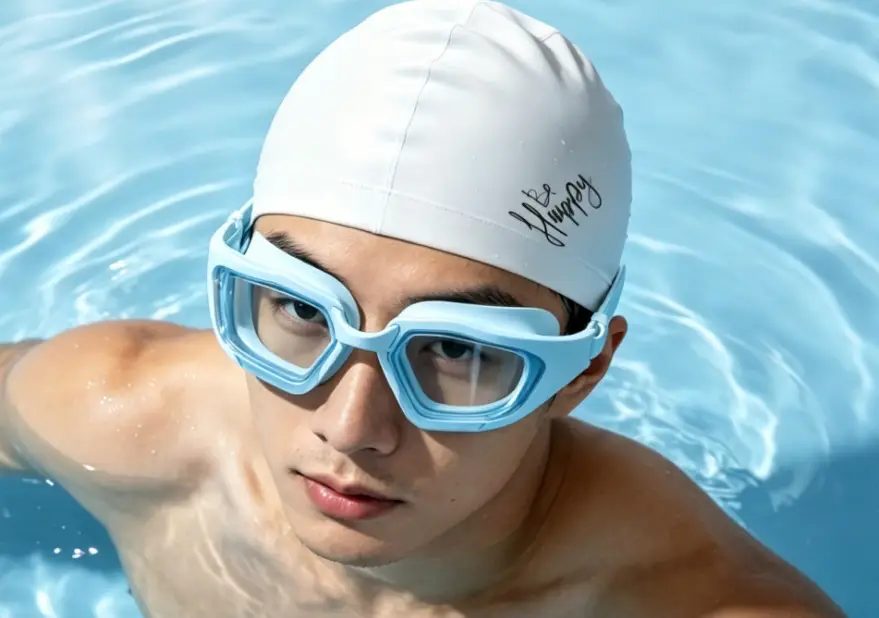 Cross-Border New Model Swimming Goggles, High-Definition Anti-Fog Silicone Swimming Goggles, Large-Frame Waterproof Swimming Competition Goggles and Swimming Cap Set