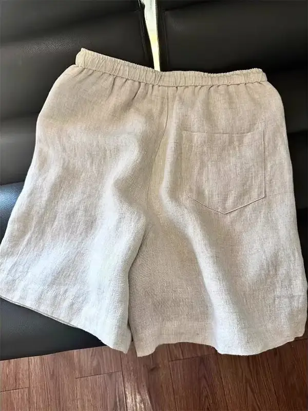 Beige Loose Fit Breathable Shorts for Men - Image 4