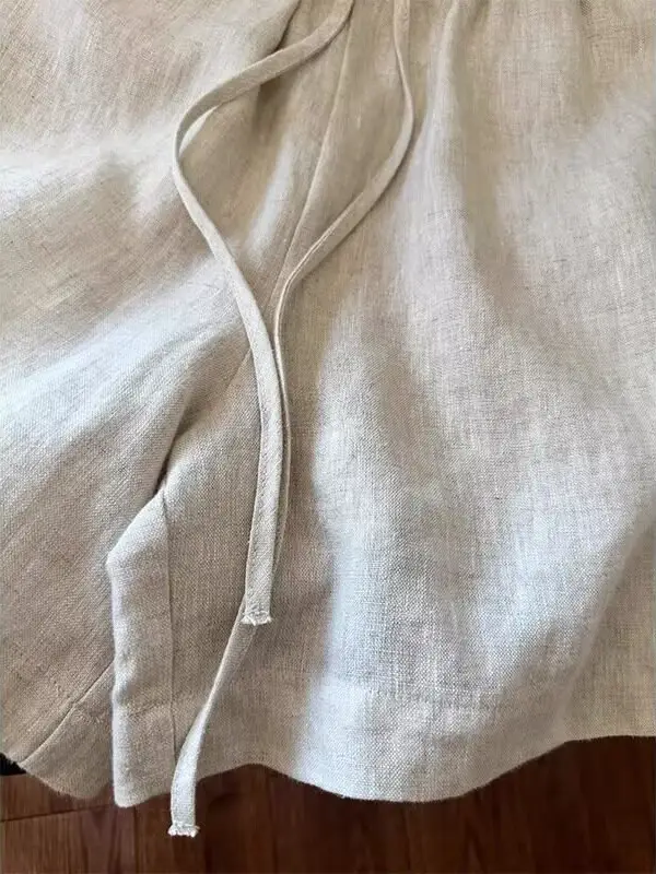 Beige Loose Fit Breathable Shorts for Men - Image 6