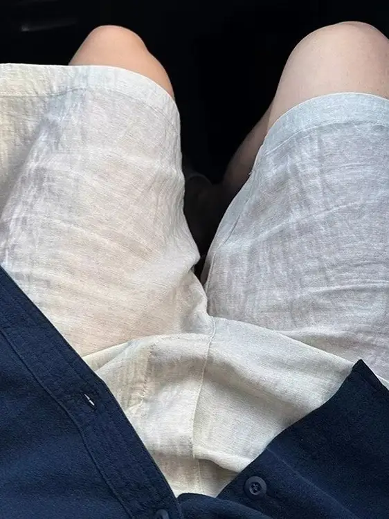 Beige Loose Fit Breathable Shorts for Men - Image 7