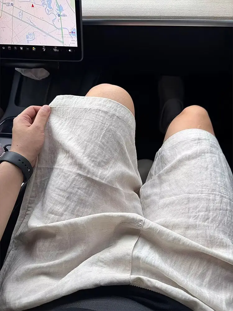 Beige Loose Fit Breathable Shorts for Men — feature 12