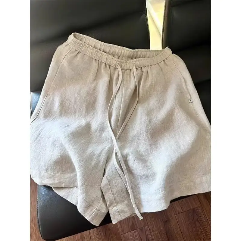 Beige Loose Fit Breathable Shorts for Men - Image 2