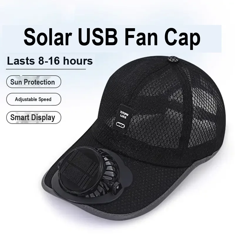 Solar USB Fan Baseball Cap - Image 12
