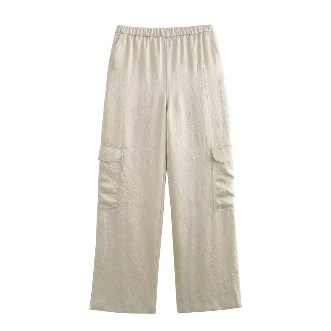 Cross-Border Women's Clothing 2026 Summer New Style Silk Texture Shirt 8935192 + Silk Satin Work Pants 8777192