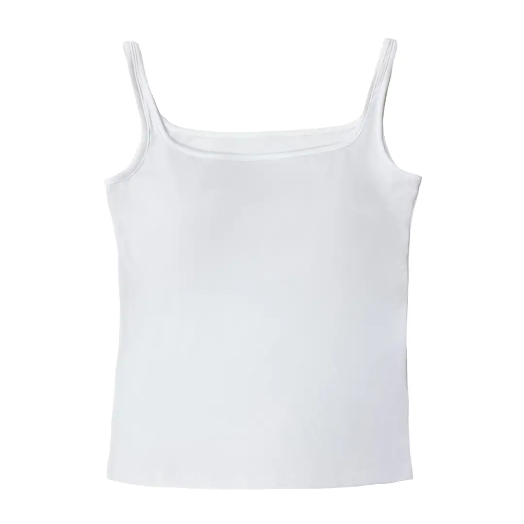Sleeveless Camisole with Chest Pads, Thin Straps, Beautiful Back Design, Ribbed, Slimming, Open Back, Suitable for Outerwear