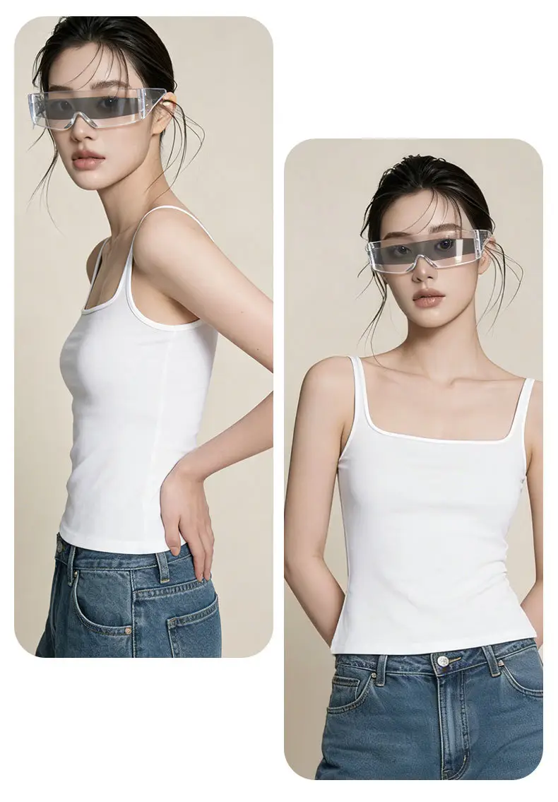 Sleeveless Camisole with Chest Pads, Thin Straps, Beautiful Back Design, Ribbed, Slimming, Open Back, Suitable for Outerwear — feature 16