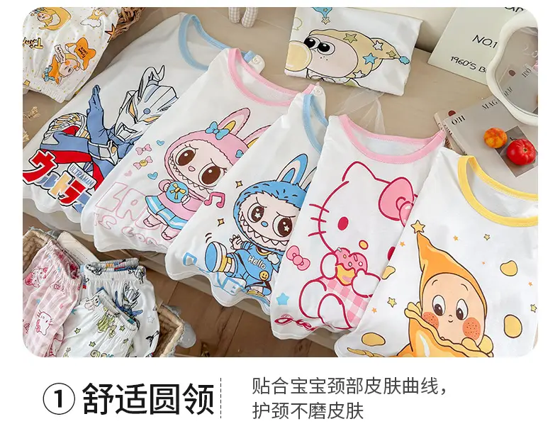 Bamboo Fiber Children's Pajamas for Boys and Girls, Long-Sleeved Home Wear Set, Summer Thin Style, Class A, for Older Children, Air-Conditioned Clothing — feature 11