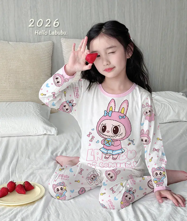 Bamboo Fiber Children's Pajamas for Boys and Girls, Long-Sleeved Home Wear Set, Summer Thin Style, Class A, for Older Children, Air-Conditioned Clothing — feature 19