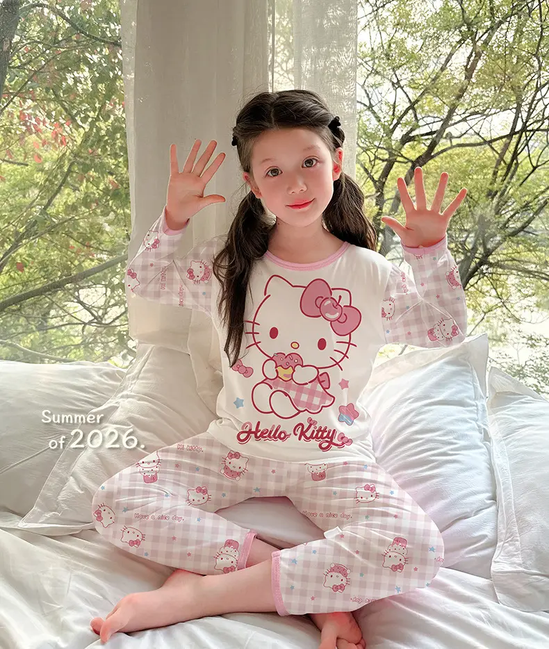 Bamboo Fiber Children's Pajamas for Boys and Girls, Long-Sleeved Home Wear Set, Summer Thin Style, Class A, for Older Children, Air-Conditioned Clothing — feature 23
