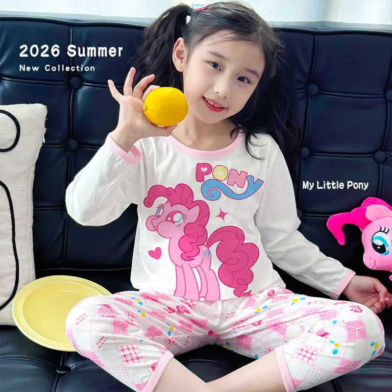 Bamboo Fiber Children's Pajamas for Boys and Girls, Long-Sleeved Home Wear Set, Summer Thin Style, Class A, for Older Children, Air-Conditioned Clothing