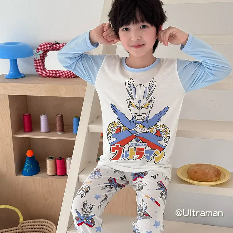 Bamboo Fiber Children's Pajamas for Boys and Girls, Long-Sleeved Home Wear Set, Summer Thin Style, Class A, for Older Children, Air-Conditioned Clothing