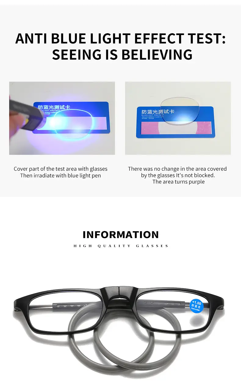 A876 New Soft Tape Design, Portable Magnet, Comfortable for Men and Women, Reading Glasses for the Elderly, Neck-Hanging Presbyopic Glasses — feature 7