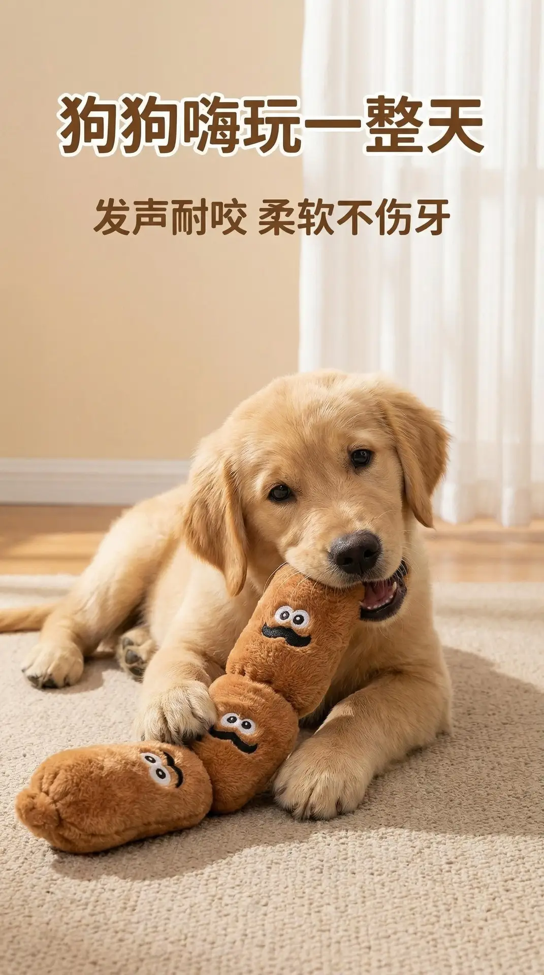 Pet Dog Press-And-Squeak Toy, Realistic Plush Sausage for Chewing, Boredom Relief, Self-Entertainment, Sniffing, Suitable for Teddy, French Bulldog, Golden Retriever — feature 1