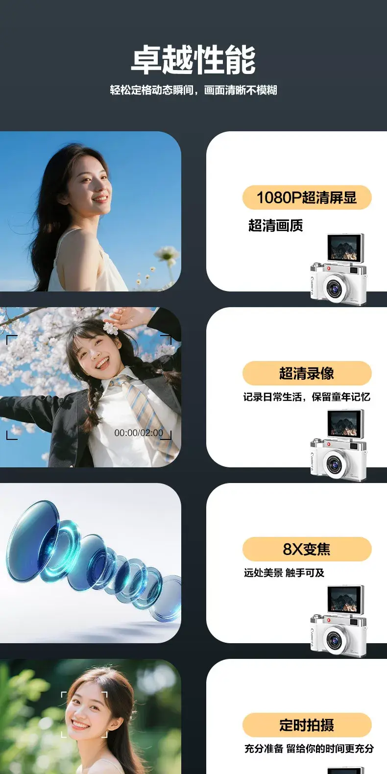 Digital CCD camera, high-definition foldable flip-screen selfie camera, student campus gift, children's birthday present — feature 6