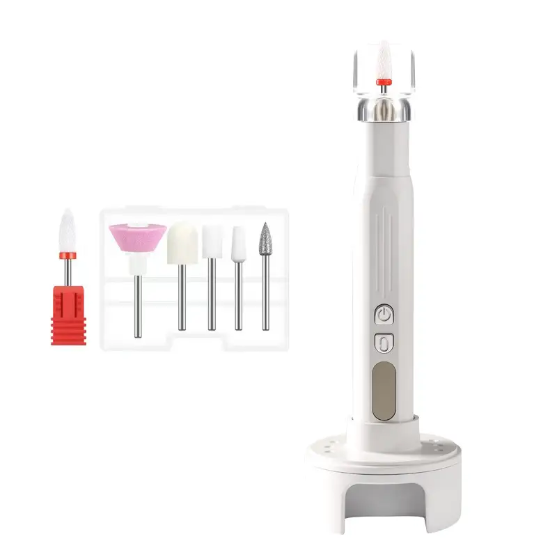 Electric Nail Polisher for Professional Nail Salons, Rechargeable Nail Grinder with Polishing and Curing Lamp, High-Speed and Silent