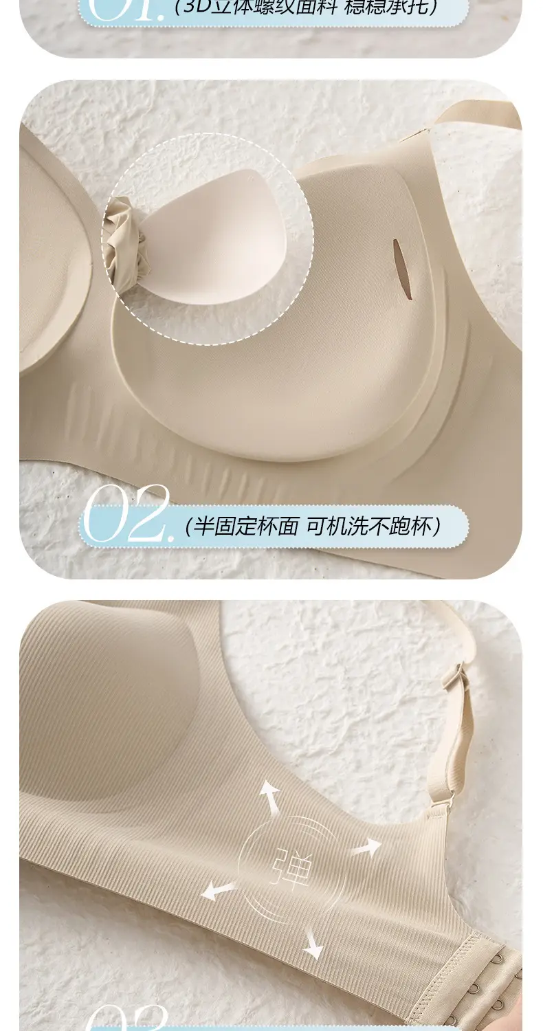 Cross-Border Seamless Underwear for Women with Small Busts, Jelly Soft Support, Ribbed Lift, Soft and Skin-Friendly Bra Without Underwire — feature 16