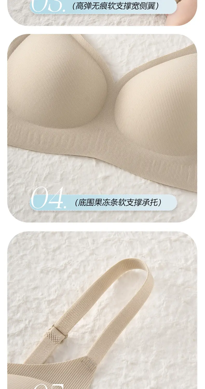 Cross-Border Seamless Underwear for Women with Small Busts, Jelly Soft Support, Ribbed Lift, Soft and Skin-Friendly Bra Without Underwire — feature 17