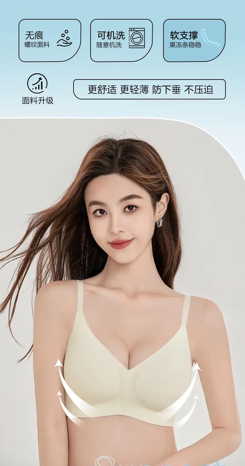 Cross-Border Seamless Underwear for Women with Small Busts, Jelly Soft Support, Ribbed Lift, Soft and Skin-Friendly Bra Without Underwire — feature 2