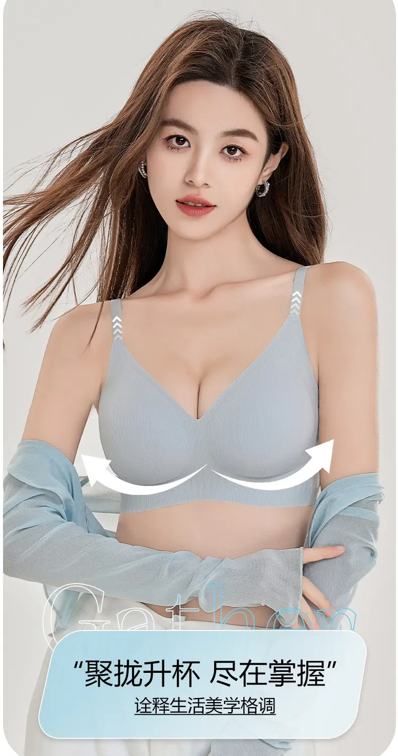Cross-Border Seamless Underwear for Women with Small Busts, Jelly Soft Support, Ribbed Lift, Soft and Skin-Friendly Bra Without Underwire — feature 5