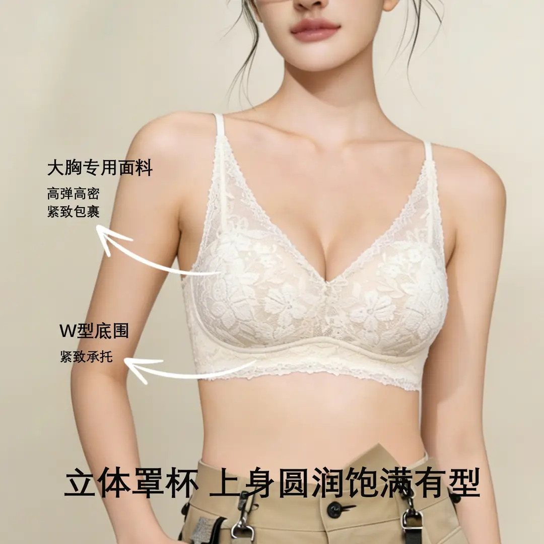 French-Style Lace Bra for Women with Small Busts, Push-Up, Wireless, Side Breast Support, Anti-Sagging, New Sexy Pure Desire Lingerie
