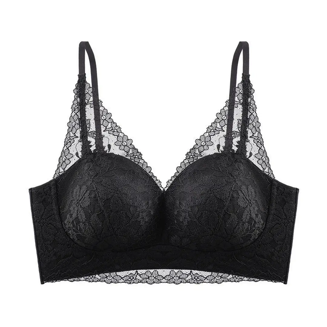 French-Style Lace Bra for Women with Small Busts, Push-Up, Wireless, Side Breast Support, Anti-Sagging, New Sexy Pure Desire Lingerie