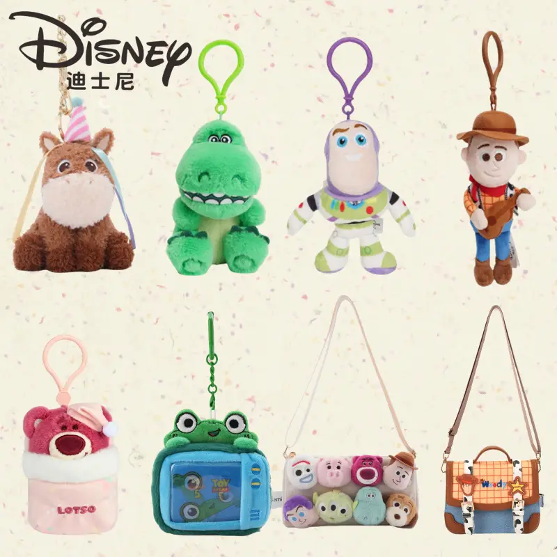 Authentic Disney Plush Toy Strawberry Bear Doll, Toy Story Pendant, Woody Backpack Charm, Crossbody Bag