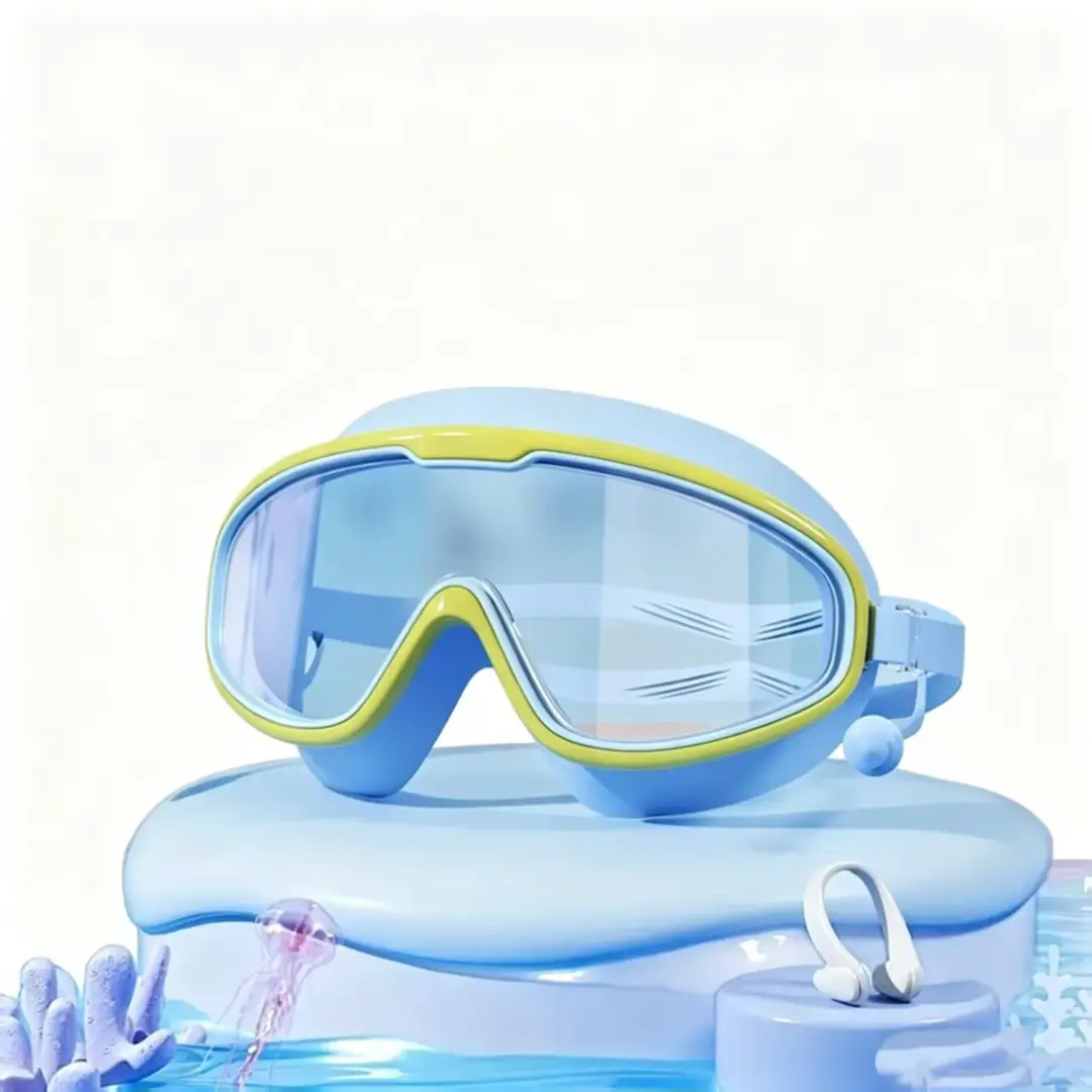 Children's Swimming Goggles, Waterproof, Anti-Fog, High Protection Goggles, Large Frame Swimming Goggles, Diving and Water Play Swimming Cap Equipment