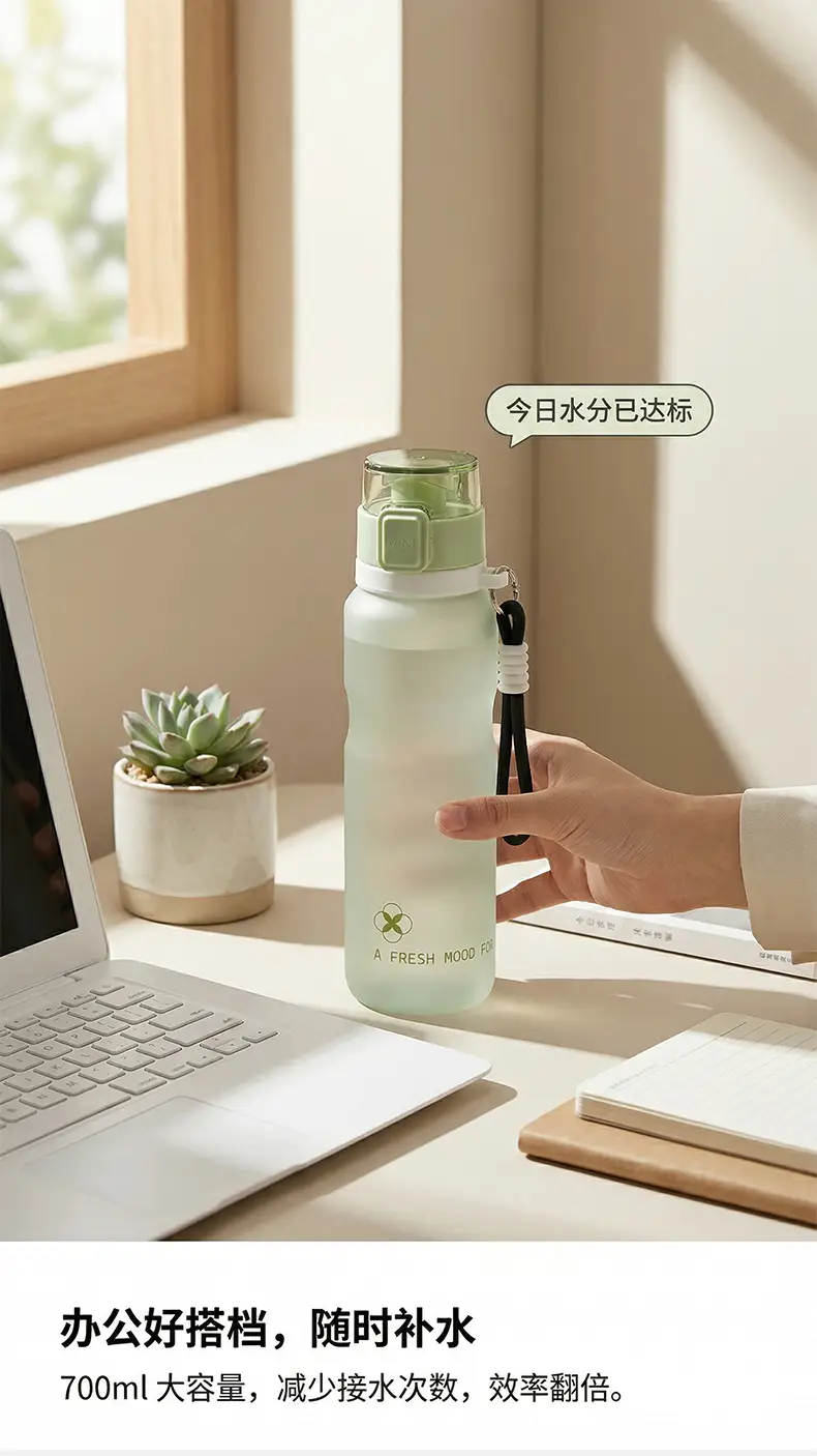 Sports Water Cup, Summer Large-Capacity Straw Cup, Cycling Portable Water Cup, Unbreakable Fitness Water Bottle, Plastic Cup — feature 4