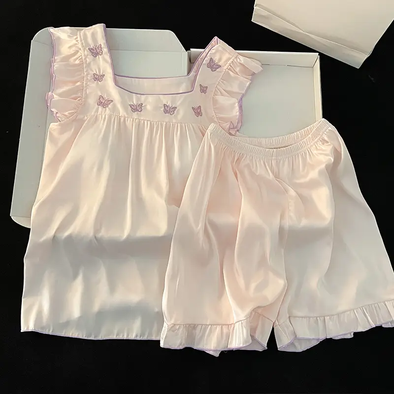 Ice Silk Camisole Pajamas for Women 2026 New Summer Style with Chest Pads, Sweet and Wearable as Outerwear, Home Wear Set