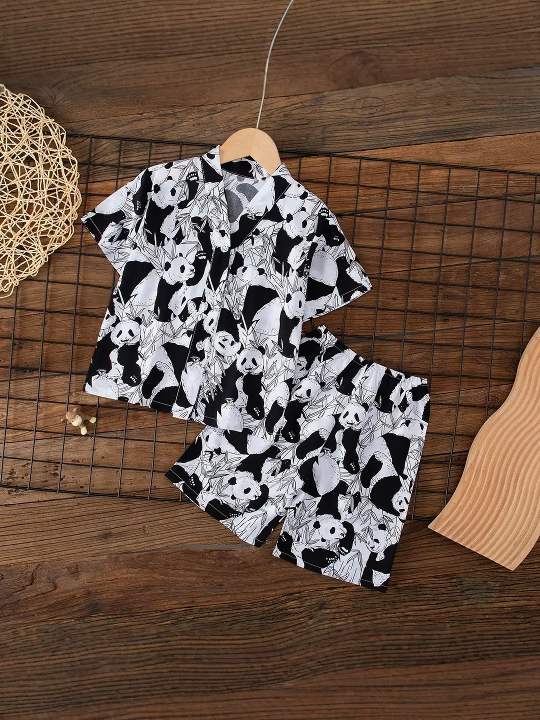 Summer Children's Short-Sleeve Shorts Pajamas Cotton Silk Boys' and Girls' Set Cotton Silk Baby Air-Conditioned Home Wear Thin Style