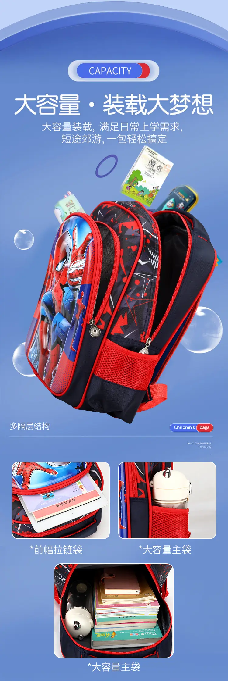 Cartoon Pattern Children's Schoolbag Large Capacity Primary School Boys and Girls Kindergarten Schoolbag Water-Repellent Cross-Border Backpack — feature 9