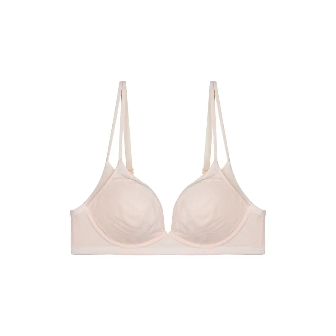 French-Style Pure Desire Lingerie for Women with Small Busts, Thin Top and Thick Bottom, No Underwire, Enhances Appearance, Gathers Side Breasts, Prevents Sagging, Breathable Bra for Summer