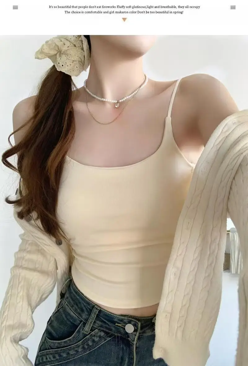 Rayon Solid Color Waist-Cinching Ruched Slimming Backless Camisole with Chest Pads Versatile Outerwear Base Top for Women — feature 11